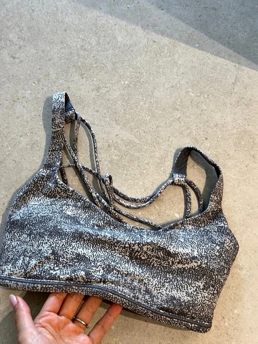 lululemon Printed Shoulder Bag Gray & Black